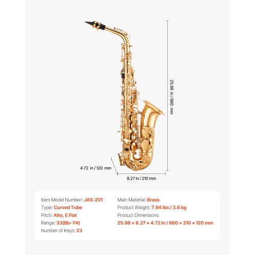 Alto Saxophone E Flat Brass Saxophone Beginner Kit with Carrying Case