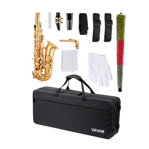 Alto Saxophone E Flat Brass Saxophone Beginner Kit with Carrying Case