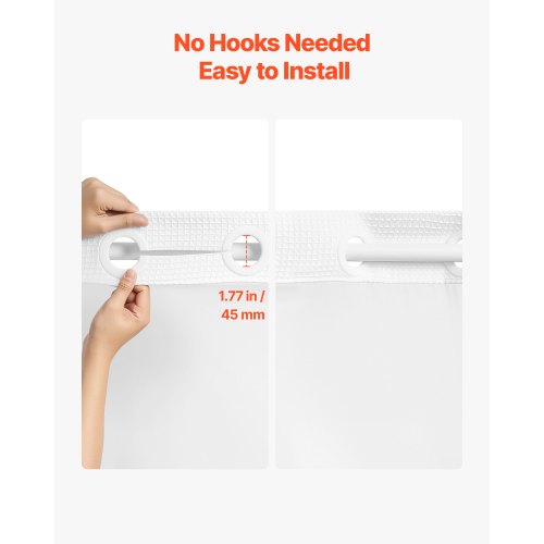 No Hook Shower Curtain 2in1 Waterproof Waffle Weave Shower Curtains 240