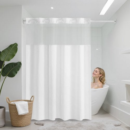 No Hook Shower Curtain 2in1 Waterproof Waffle Weave Shower Curtains 240
