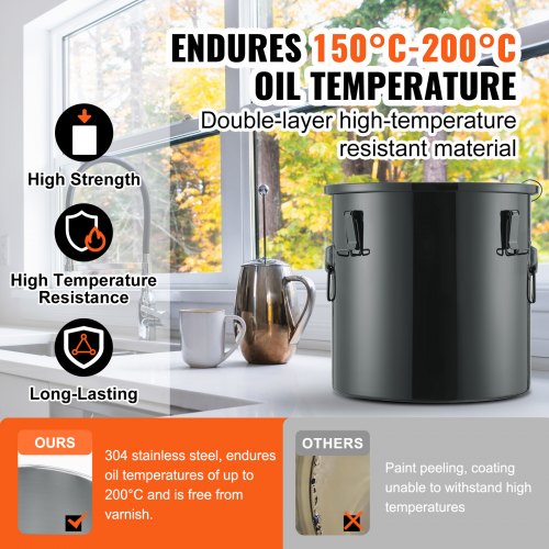 Fryer Grease Bucket 8 Gal Oil Disposal Caddy Stainless Steel Fryer Oil