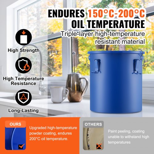 Fryer Grease Bucket 6 Gal Oil Disposal Caddy Carbon Steel Fryer Oil Bucket