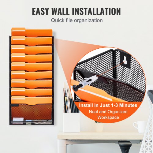 File Wall Rack OnePiece 10 Pockets Mesh Wall File Holder Wall Mounted
