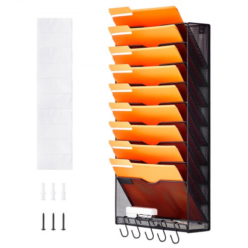 File Wall Rack OnePiece 10 Pockets Mesh Wall File Holder Wall Mounted