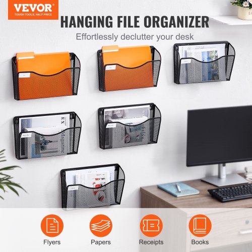 File Wall Rack SixPiece 1 Pocket Mesh Wall File Holder Wall Mounted