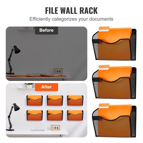 File Wall Rack SixPiece 1 Pocket Mesh Wall File Holder Wall Mounted