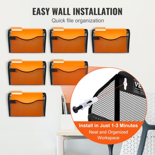 File Wall Rack SixPiece 1 Pocket Mesh Wall File Holder Wall Mounted
