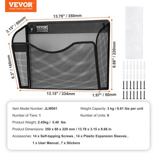 File Wall Rack SixPiece 1 Pocket Mesh Wall File Holder Wall Mounted