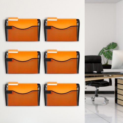 File Wall Rack SixPiece 1 Pocket Mesh Wall File Holder Wall Mounted