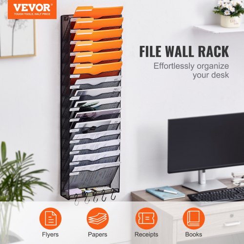 File Wall Rack OnePiece 16 Pockets Mesh Wall File Holder Wall Mounted