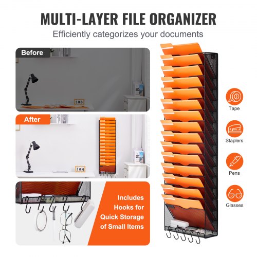 File Wall Rack OnePiece 16 Pockets Mesh Wall File Holder Wall Mounted