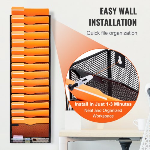 File Wall Rack OnePiece 16 Pockets Mesh Wall File Holder Wall Mounted