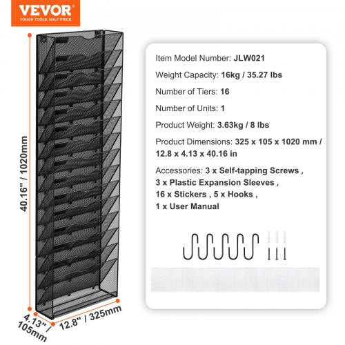 File Wall Rack OnePiece 16 Pockets Mesh Wall File Holder Wall Mounted