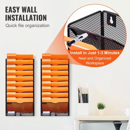 File Wall Rack TwoPiece 10 Pockets Mesh Wall File Holder Wall Mounted