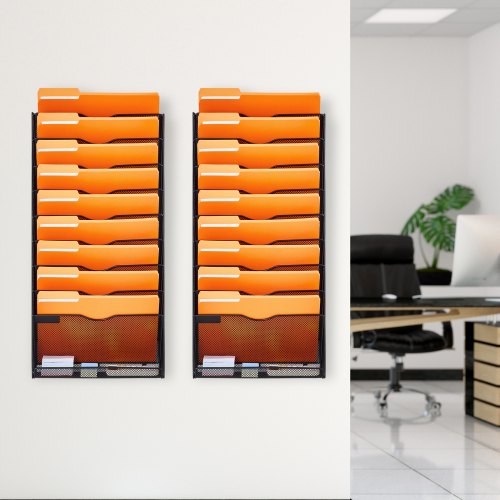 File Wall Rack TwoPiece 10 Pockets Mesh Wall File Holder Wall Mounted