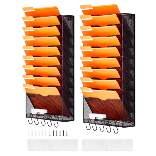 File Wall Rack TwoPiece 10 Pockets Mesh Wall File Holder Wall Mounted