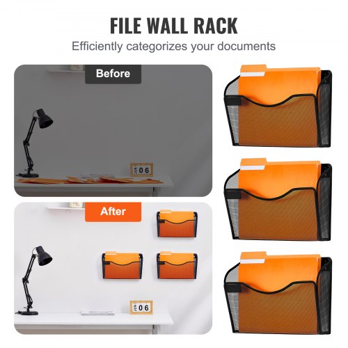 File Wall Rack ThreePiece 1 Pocket Mesh Wall File Holder Wall Mounted