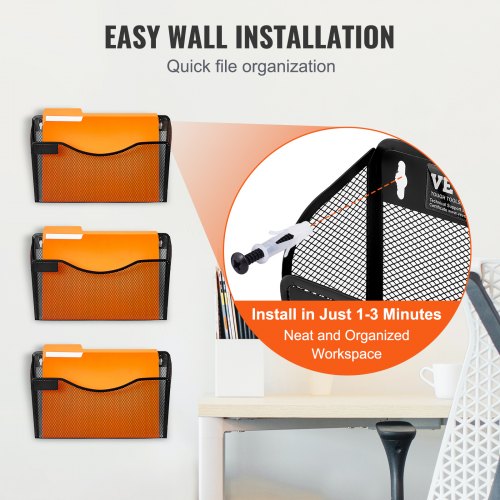 File Wall Rack ThreePiece 1 Pocket Mesh Wall File Holder Wall Mounted