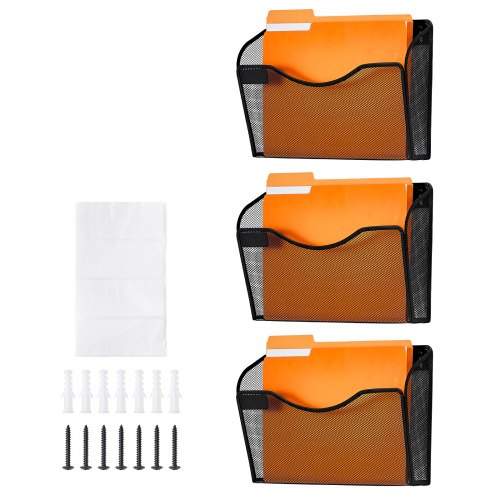 File Wall Rack ThreePiece 1 Pocket Mesh Wall File Holder Wall Mounted