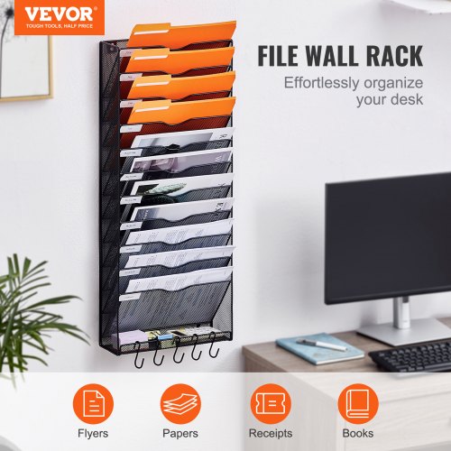 File Wall Rack OnePiece 12 Pockets Mesh Wall File Holder Wall Mounted