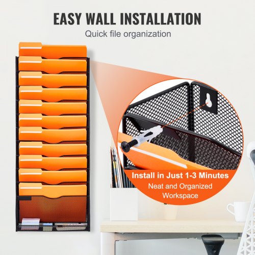 File Wall Rack OnePiece 12 Pockets Mesh Wall File Holder Wall Mounted