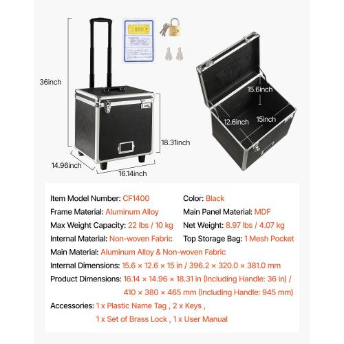 Portable File Storage Box 156 x 126 x 15 inch Internal Chest Size