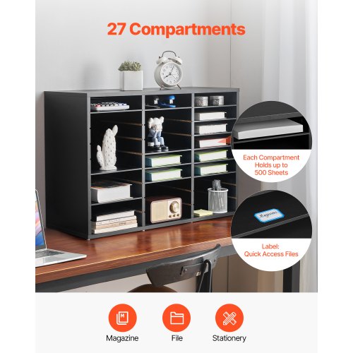 Literature Organizer 27 Compartments Office Mailbox with Removable Shelves