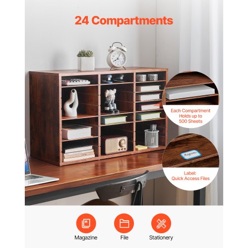 Literature Organizer 24 Compartments Office Mailbox with Removable Shelves