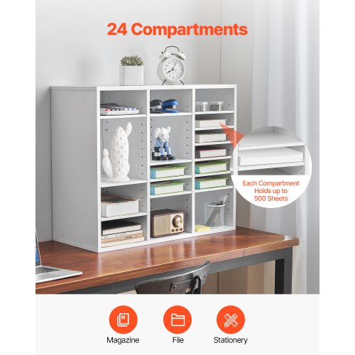 Literature Organizer 24 Compartments Office Mailbox with Adjustable