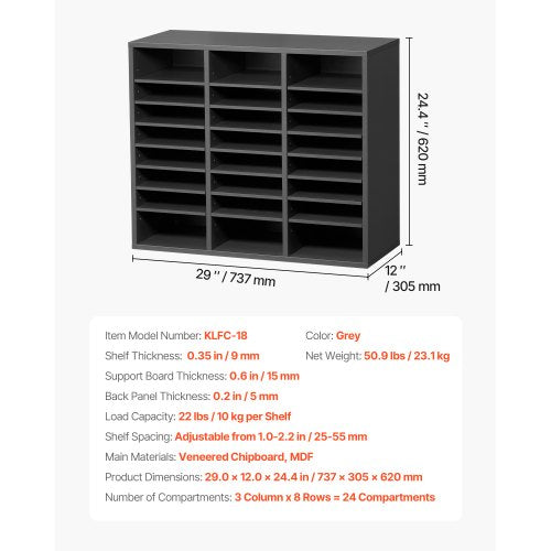 Literature Organizer 24 Compartments Office Mailbox with Adjustable 1