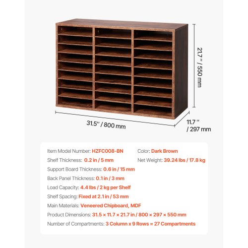 Literature Organizer 27 Compartments Office Mailbox with Removable Shelves 1