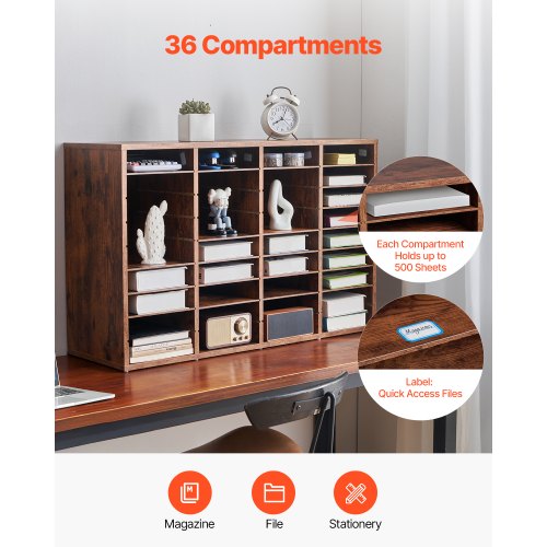 Literature Organizer 36 Compartments Office Mailbox with Removable Shelves