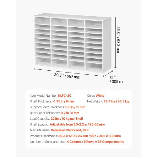 Literature Organizer 36 Compartments Office Mailbox with Adjustable 1