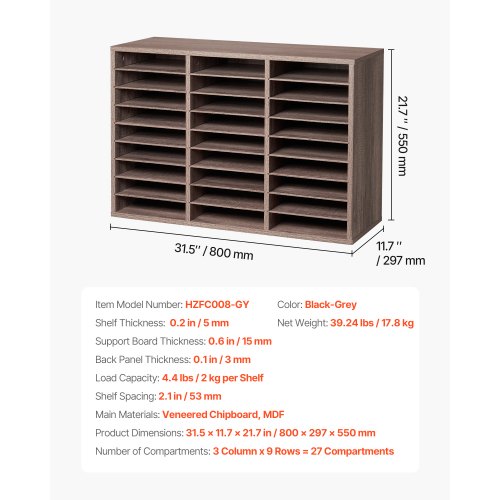 Literature Organizer 27 Compartments Office Mailbox with Removable Shelves 2