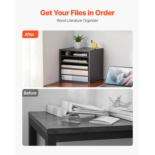 Literature Organizer 5 Compartments Office Mailbox with Adjustable Shelves