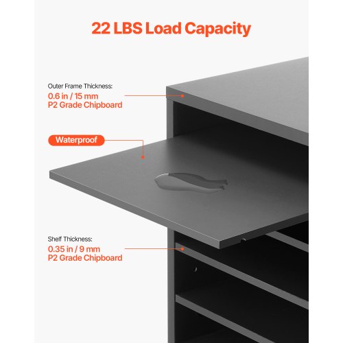 Literature Organizer 5 Compartments Office Mailbox with Adjustable Shelves