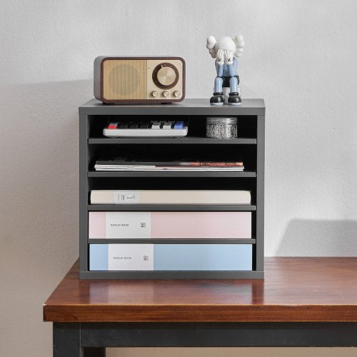 Literature Organizer 5 Compartments Office Mailbox with Adjustable Shelves