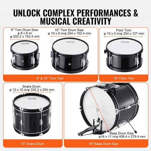 Kids Drum Set 5Piece 16 in Beginner Full Drum Set with Bass Toms Snare