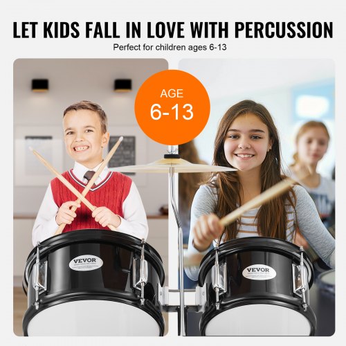 Kids Drum Set 5Piece 16 in Beginner Full Drum Set with Bass Toms Snare