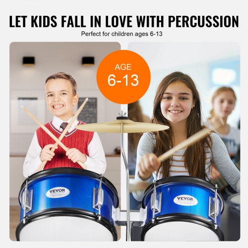 Kids Drum Set 5Piece 16 in Beginner Full Drum Set with Bass Toms Snare 1