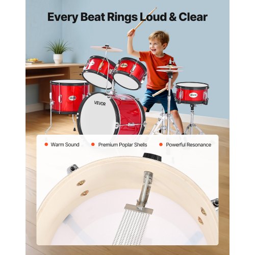 Kids Drum Set 5Piece 16 in Junior Drum Sets Beginner Drums Set with Adjustable