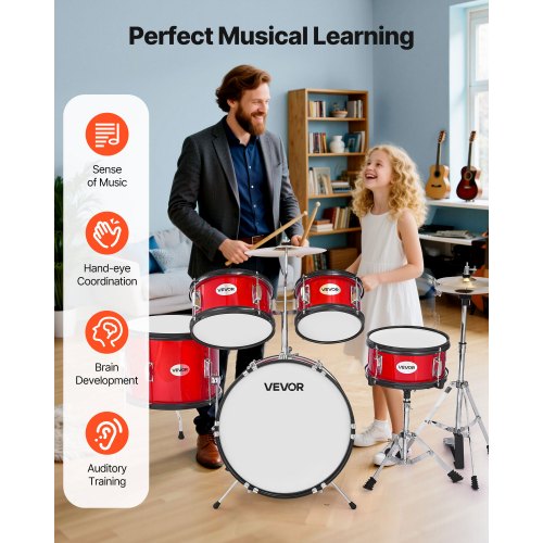Kids Drum Set 5Piece 16 in Junior Drum Sets Beginner Drums Set with Adjustable