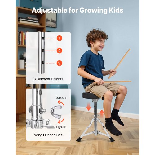 Kids Drum Set 5Piece 16 in Junior Drum Sets Beginner Drums Set with Adjustable