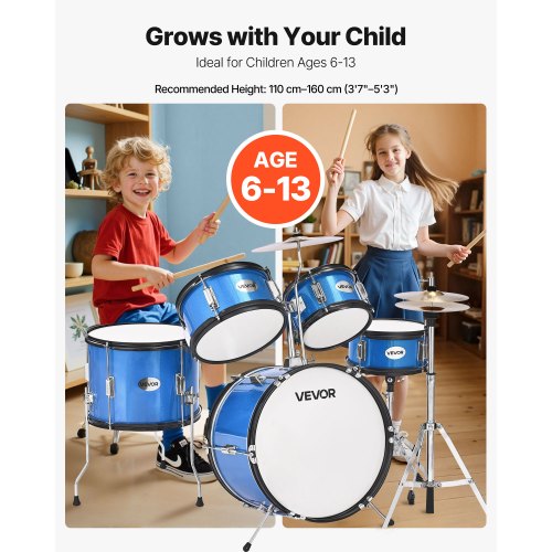 Kids Drum Set 5Piece 16 in Junior Drum Sets Beginner Drums Set with Adjustable 1