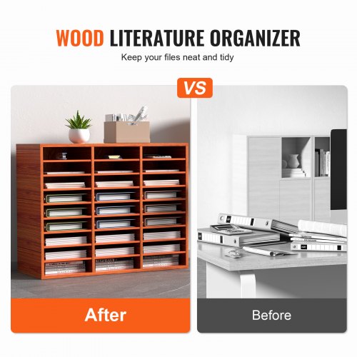 27 Compartments Wood Literature Organizer Adjustable Shelves Medium