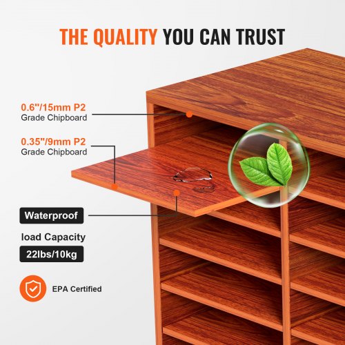 27 Compartments Wood Literature Organizer Adjustable Shelves Medium