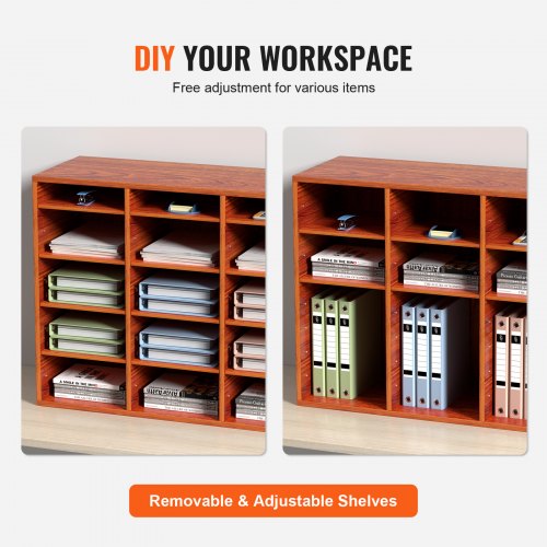 27 Compartments Wood Literature Organizer Adjustable Shelves Medium