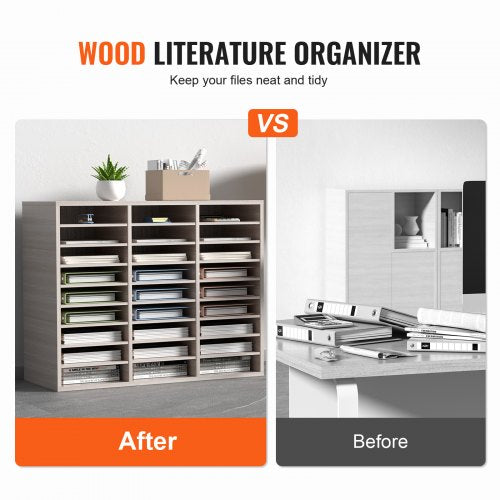 27 Compartments Wood Literature Organizer Adjustable Shelves Medium 1