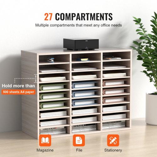 27 Compartments Wood Literature Organizer Adjustable Shelves Medium 1