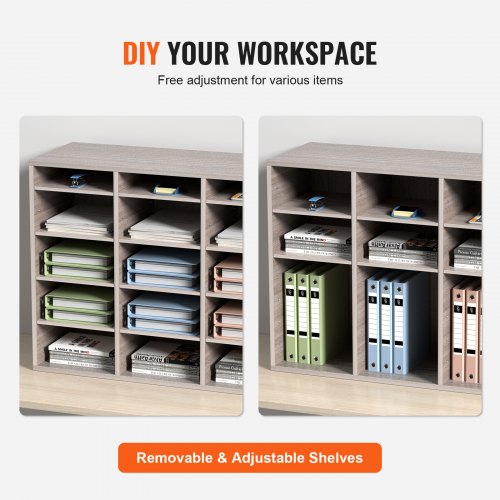 27 Compartments Wood Literature Organizer Adjustable Shelves Medium 1